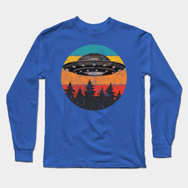 Retro UFO Flying Saucer Long Sleeve T-Shirt by vladocar